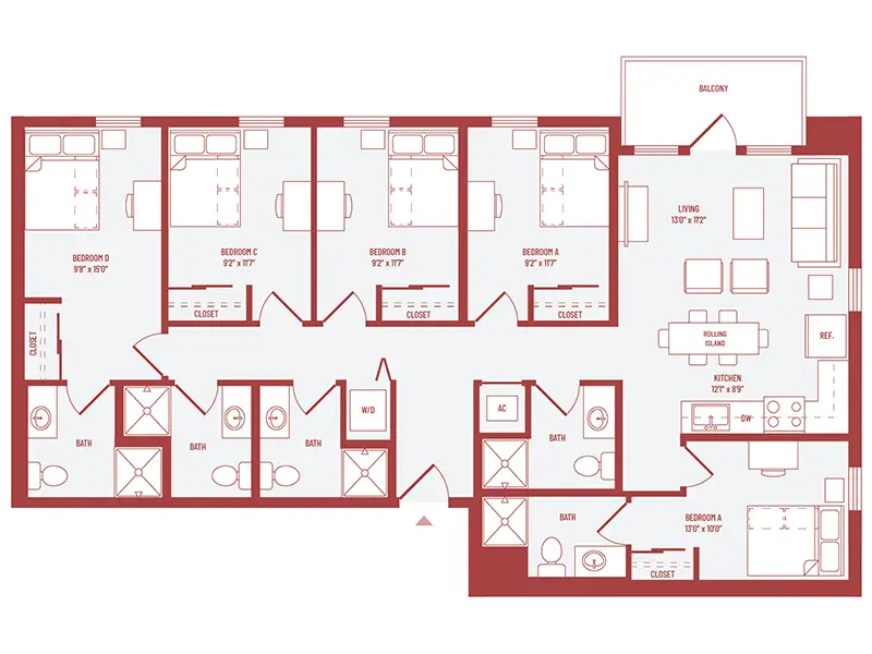 4 bed 4 bath floorplan