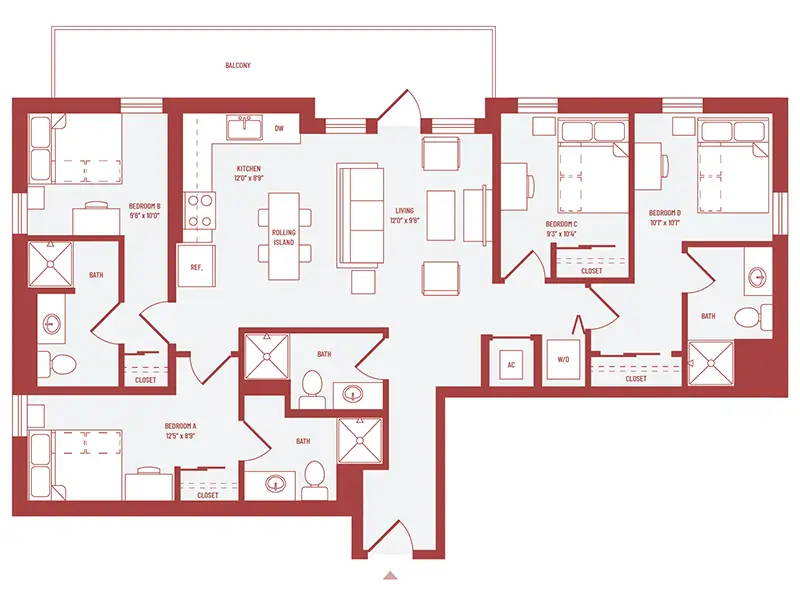 3 bed 3 bath floorplan