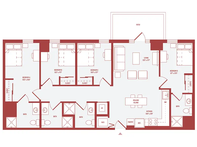 3 bed 3 bath floorplan