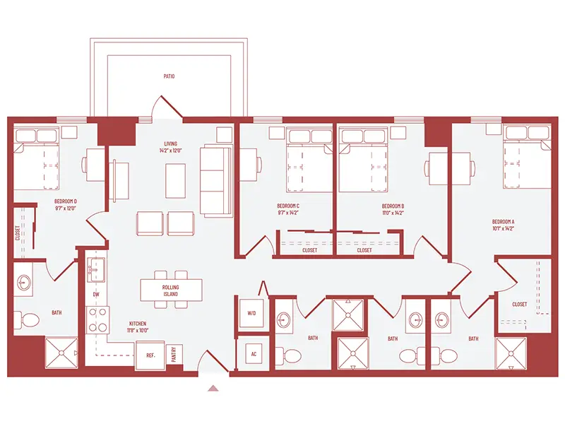 3 bed 3 bath floorplan