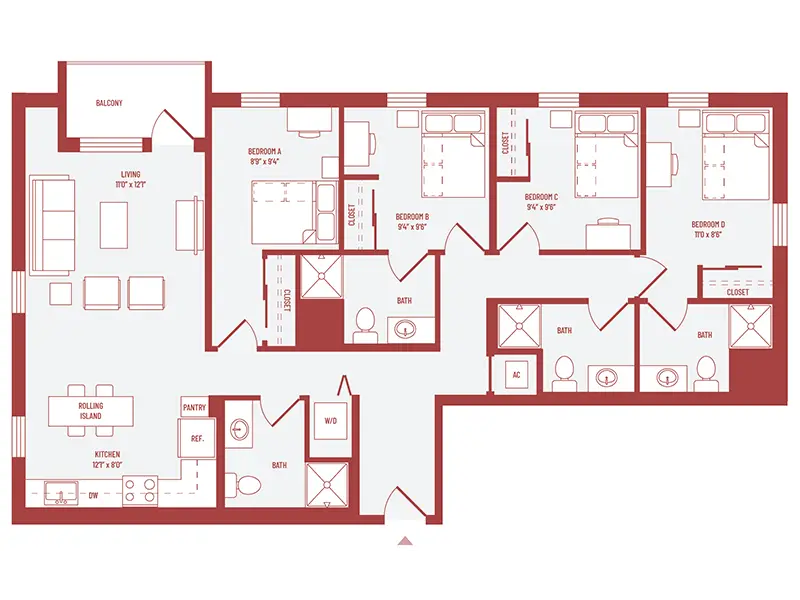 3 bed 3 bath floorplan