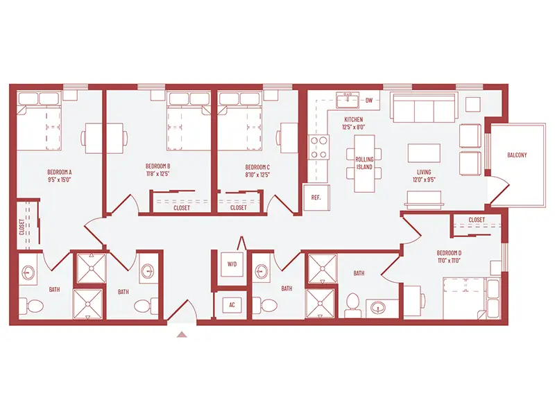 3 bed 3 bath floorplan