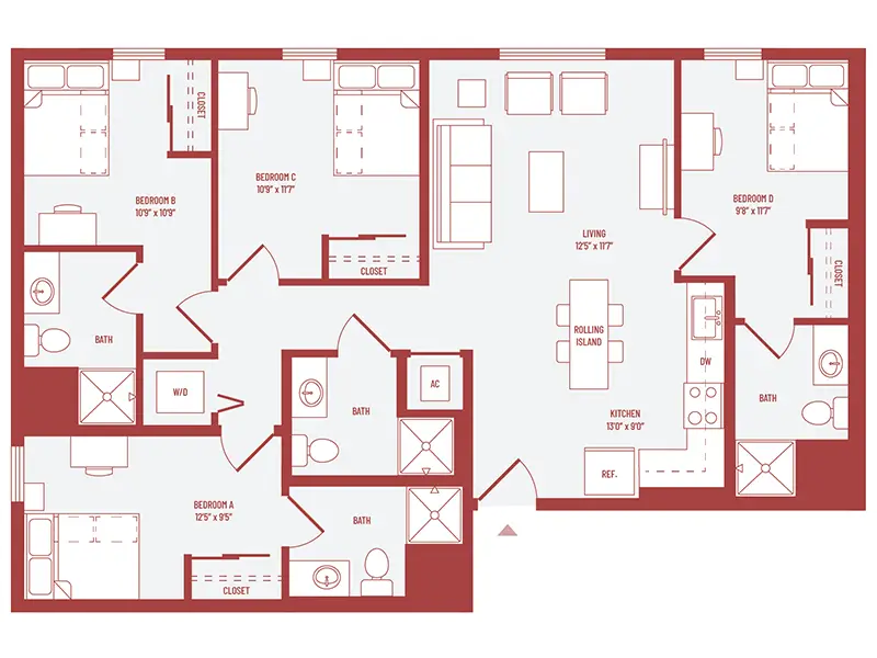 3 bed 3 bath floorplan