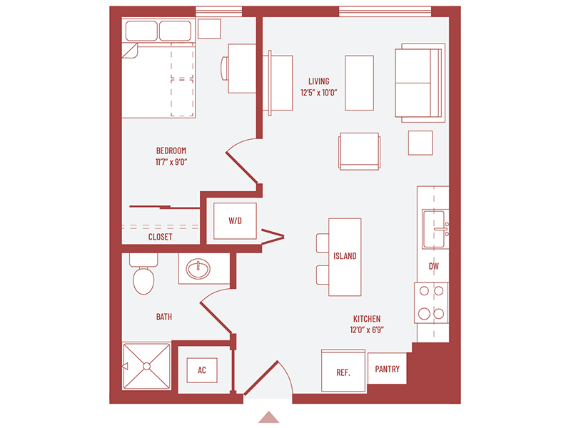 1 bed 1 bath floorplan